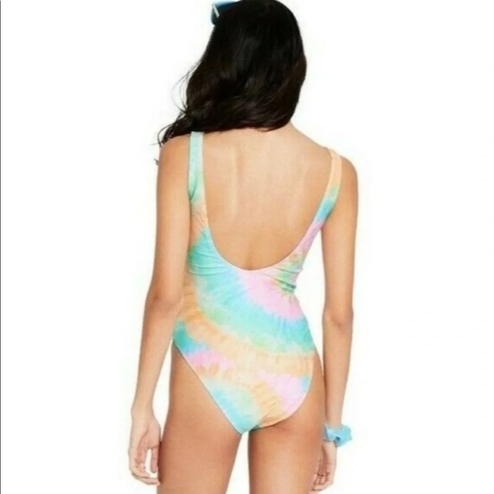 Stoney Clover Lane Pastel tie-dye high leg One piece swimsuit size XXS NWOT